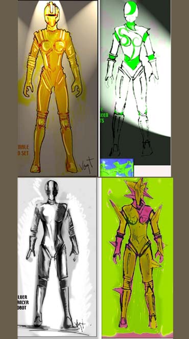Sketches of Endhiran's costumes