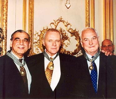 Actor Anthony Hopkins, center, in Paris with Ismail Merchant and James Ivory, right, in 1996