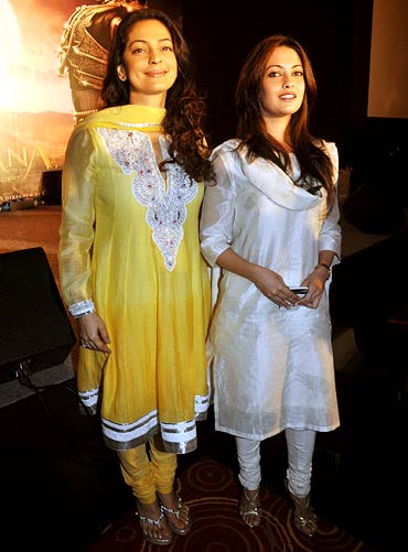 Juhi Chawla and Riya Sen