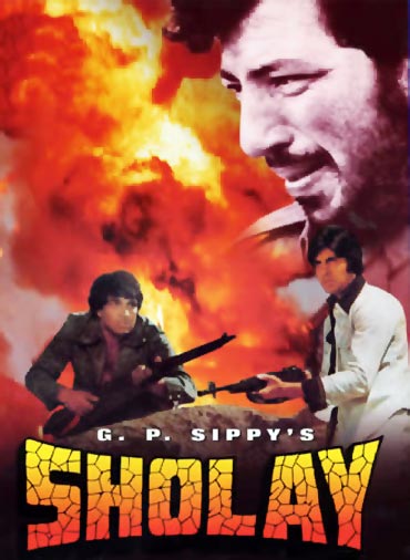 A poster of Sholay