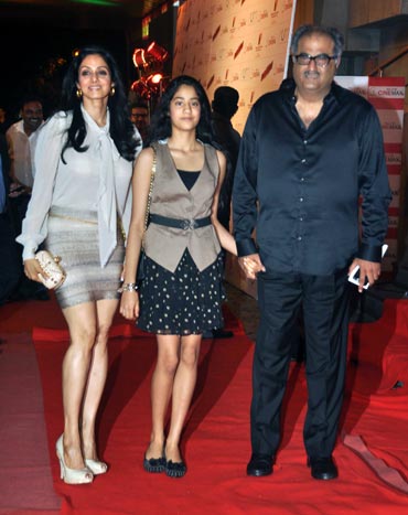 Sridevi, Jhanvi and Boney Kapoor
