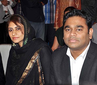 A R Rahman with his wife Saira