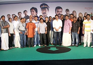 Kamal Haasan with the cast and crew of Traffic