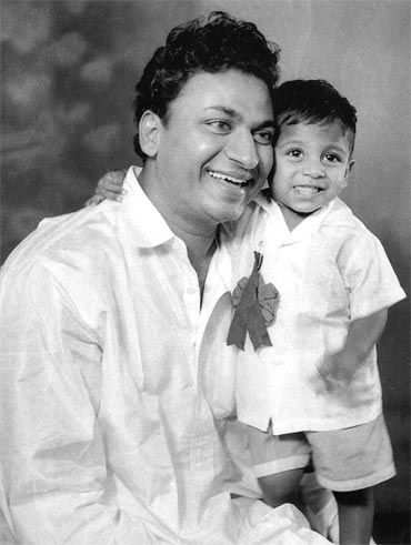 A young Shivarajkumar with his father, the legendary actor Rajkumar