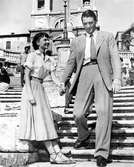 Gregory Peck and Audrey Hepburn in Roman Holiday