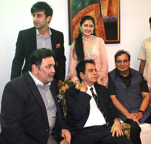 Rishi Kapoor, Ranbir Kapoor, Dilip Kumar and Subhash Ghai