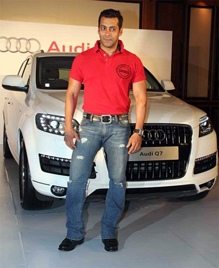 Salman Khan poses with the Audi Q7