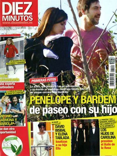 Penelope Cruz and husband Javier Bardem with son Leonardo Bardem