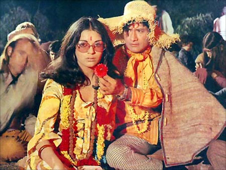 Dev Anand and Zeenat Aman in Hare Rama Hare Krishna