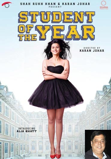 Movie poster of Student Of The Year. Inset: David Dhawan