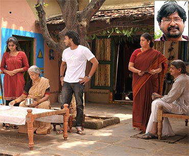A scene from Jai Bolo Telangana. Inset: Director N. Shankar
