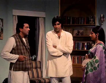 Dharmendra, Amitabh Bachchan and Sharmila Tagore in Chupke Chupke