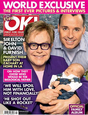 Elton John with David Furnish and son Zachary