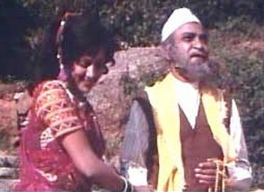 A K Hangal and Hema Malini in Sholay