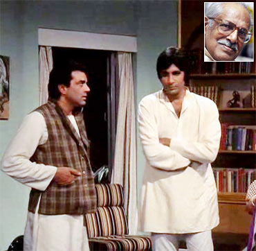 A scene from Chupke Chupke. Inset: Hrishikesh Mukherjee