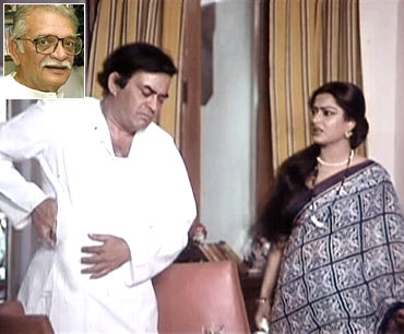 A scene from Angoor. Inset: Gulzar
