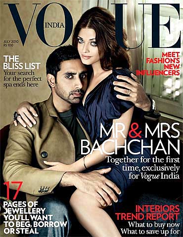 Abhishek and Aishwarya Rai Bachchan on the cover of Vogue