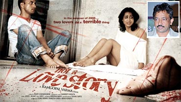 Poster of Not A Love Story. Inset: Ram Gopal Varma