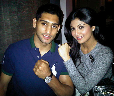 Boxer Amir King Khan and Shilpa Shetty
