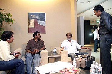 Rajnikanth chats with his fans