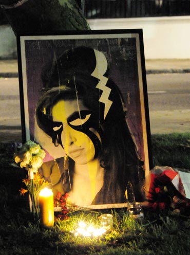 Amy Winehouse vigil outside the late singer's North London home