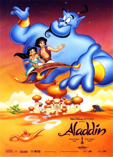 Genie with Aladdin and his princess