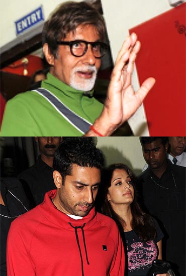 Amitabh Bachchan (top). Abhishek Bachchan and Aishwariya Rai Bachchan
