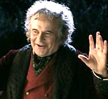 Iam Holm as Bilbo Baggins in Lord Of The Rings