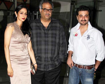 Boney Kapoor, Sridevi and Sanjay Kapoor