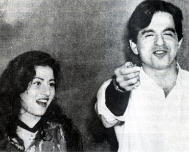 Madhubala and Dilip Kumar during the making of her film Naqab in 1955