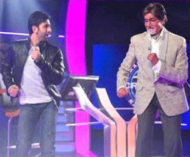 Ranbir Kapoor and Amitabh Bachchan on the sets of Kaun Banega Crorepati 5
