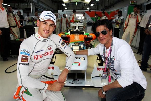Shah Rukh along with Sahara Force India driver Adrian Sutil