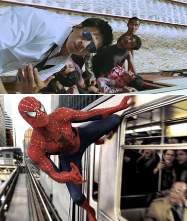 A scene from Ra.One and Spider-Man 2