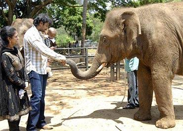 Darshan with his wife Vijaylakshmi and son Vineesh