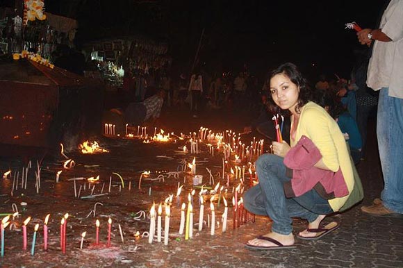 Charu Khandal at a candle light march