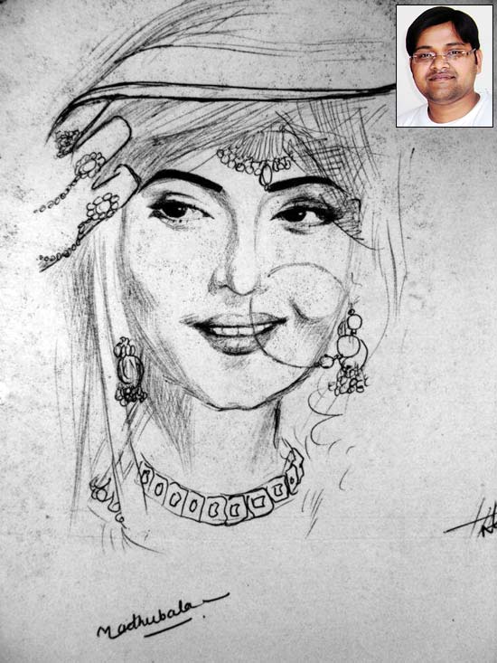 Pencil Sketch Of Actress Madhubala  DesiPainterscom