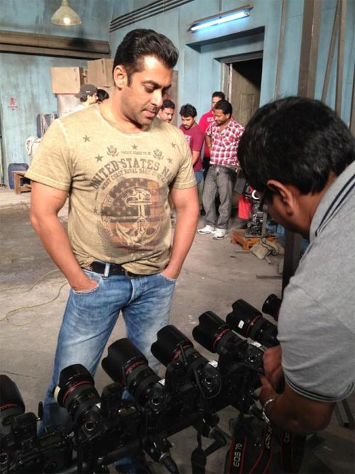 Salman Khan on the sets of Ek Tha Tiger