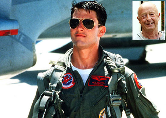 Tom Cruise in Top Gun. Inset: Tony Scott