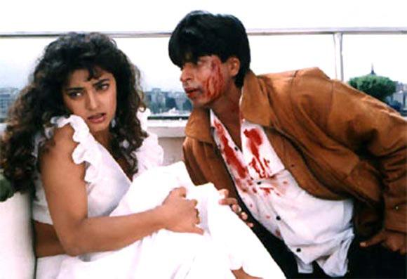 Shah Rukh Khan with Juhi Chawla in Darr