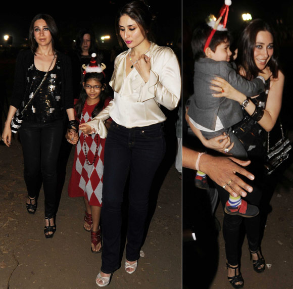 Kareena and Karisma Kapoor with kids Samaira and Kiaan Rak Kapoor