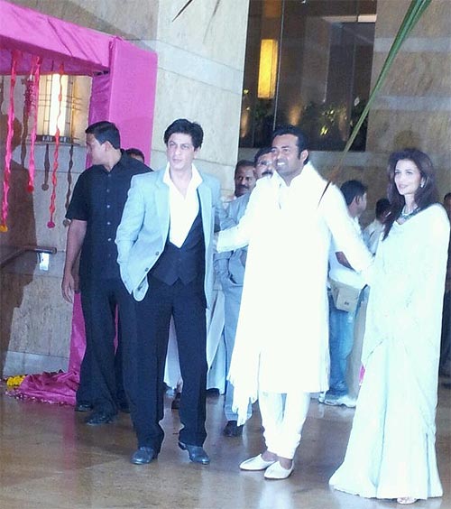 Shah Rukh Khan, Leander Paes and Rhea Pillai