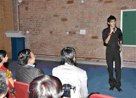 Anirudh interacts with the students at IIM-A