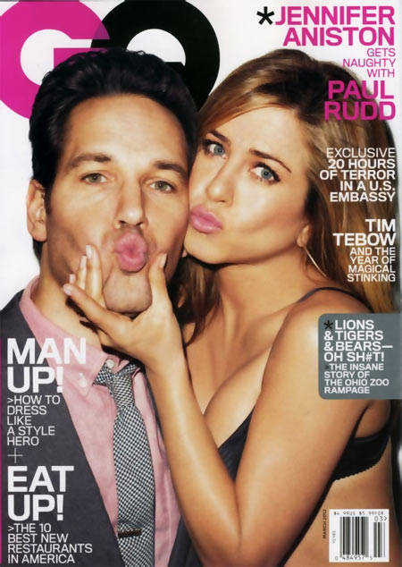 Paul Rudd and Jennifer Aniston on GQ cover