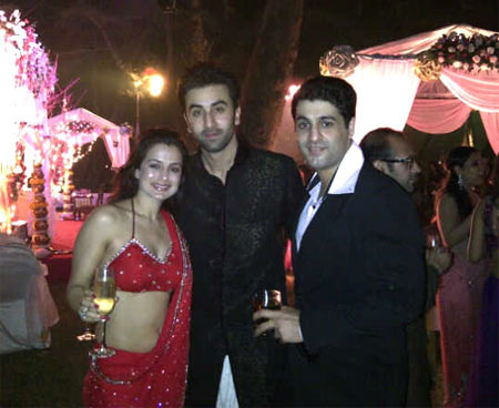 Ameesha Patel, Ranbir Kapoor and Ameesha's boyfriend Kuunal Goomer