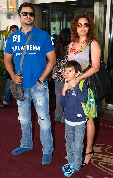 R Madhavan along with his wife Sarita and son Vedant