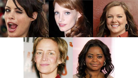 Top: Berenice Bejo, Jessica Chastain, Melissa McCarthy. Bottom: Janet McTeer and Octavia Spencer