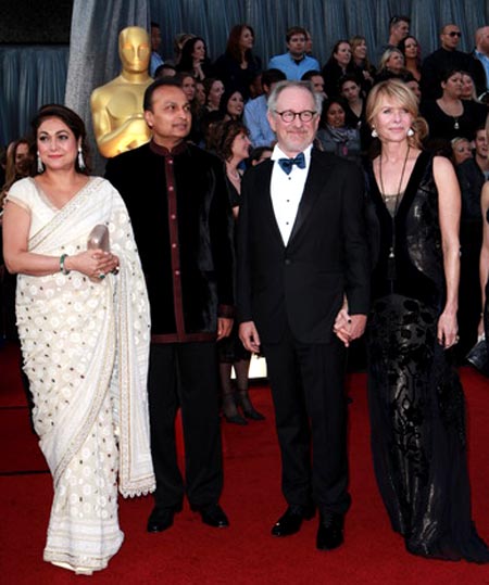 Tina and Anil Ambani with Steven and Kate Capshaw Spielberg