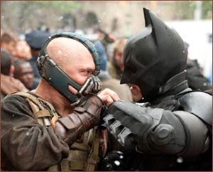 Tom Hardy and Christain Bale in The Dark Knight Rises