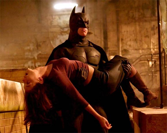 Katie Holmes and Christian Bale in Batman Begins