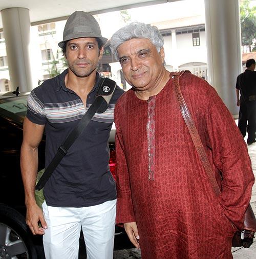 Farhan Akhtar with Javed Akhtar